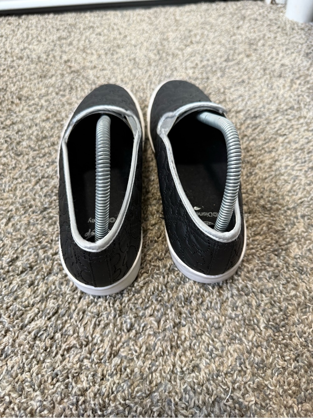Disney Black Quilted Mickey Slip-On Shoes with White Trim - Picture 3 of 5